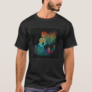 Camiseta Sereia Pointilismo Pintura Mulheres Coloridas Cria
