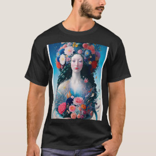 Camiseta Sereia renascentista com flores