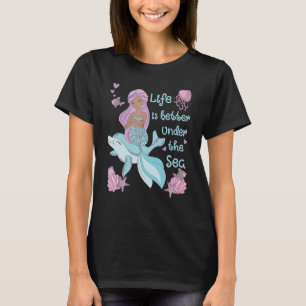 Camiseta Sereia sob o mar Design do oceano oceânico