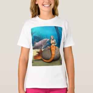 Camiseta Sereia Sonhadora Golfinho Arte Fantasia Subaquátic