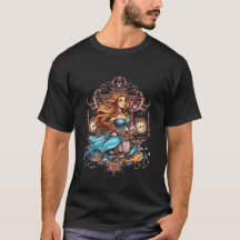 Sereia Steampunk em um Vestido Azul em Preto Mascu