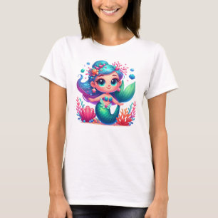 Camiseta Sereia submarina, branca