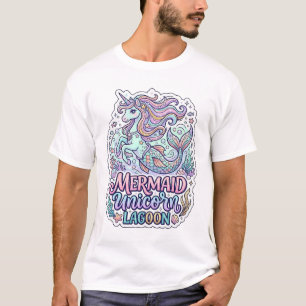 Camiseta Sereia Unicórnio Lagoa Unicórnio Design Gráfico Za