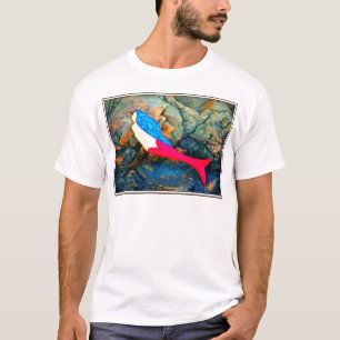 Camiseta sereia vermelha e azul