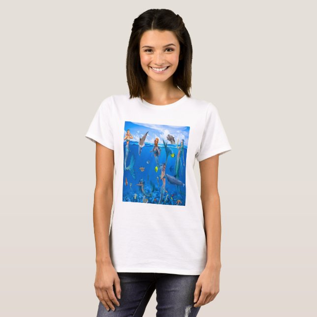 Camiseta Sereias com golfinhos (Frente Completa)