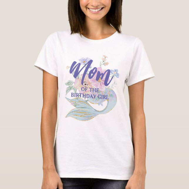 Camiseta Sereias "Mãe da Garota de Aniversário" (Frente)
