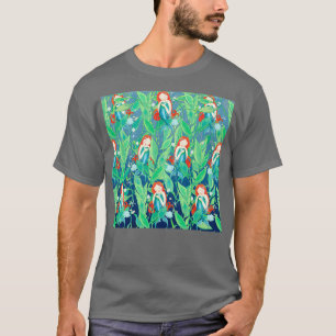 Camiseta Sereias Pescoço Gator Cabelo Vermelho Linda Sereia