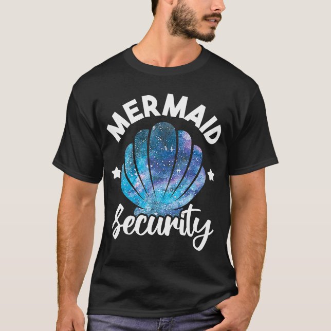 Camiseta Sereid Security Seashell Mermaid Squad Birthday P (Frente)