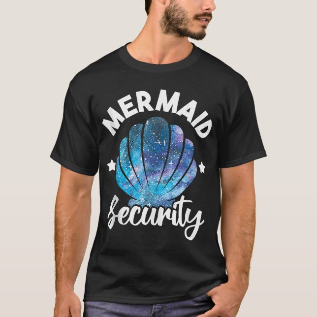 Camiseta Sereid Security Seashell Mermaid Squad Birthday P (Frente)