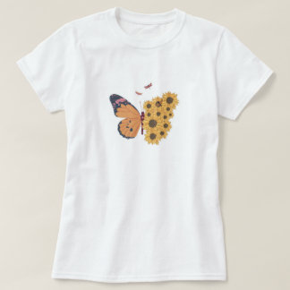 Camiseta Serenata De Girassol Com Design De Borboleta