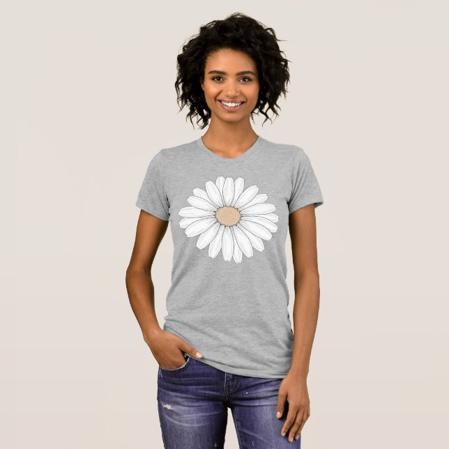 Camiseta Serene Bloom: Delicate Fine Line Botanical Art (Frente Completa)