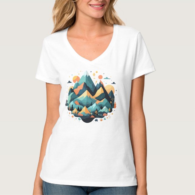 Camiseta Serene Landscape Calm Tranquil Nature Mounts (Frente)