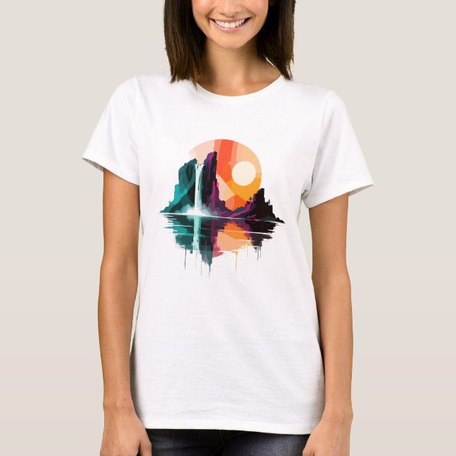 Camiseta Serene Landscape Calm Tranquil Nature Mounts (Frente)