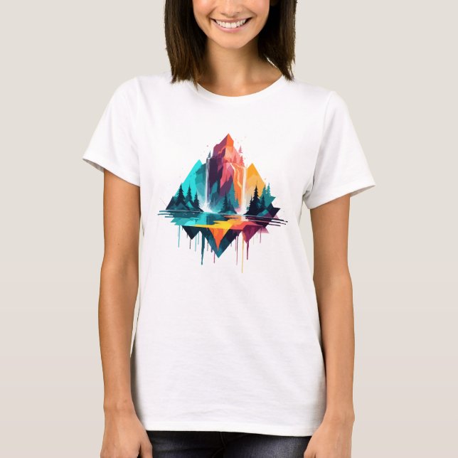 Camiseta Serene Landscape Calm Tranquil Nature Mounts (Frente)