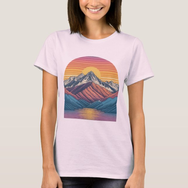 Camiseta Serene Mountain Sunrise (Frente)