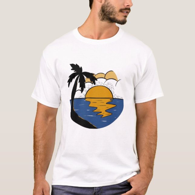 Camiseta Serene Nature Escape T-Shirt – Sun, Tree & River M (Frente)