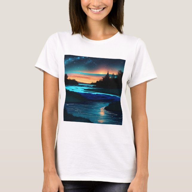 Camiseta Serene Riverscape Minimalista (Frente)