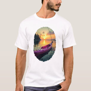 Camiseta Serene Sunset Kayak: Um Momento de Pesca Tranquila