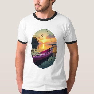 Camiseta Serene Sunset Kayak: Um Momento de Pesca Tranquila