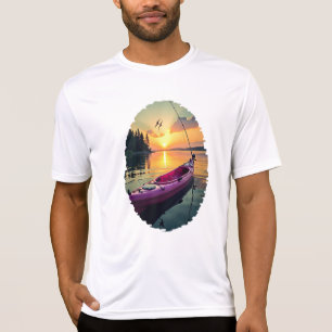 Camiseta Serene Sunset Kayak: Um Momento de Pesca Tranquila