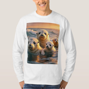 Camiseta Serene Sunset Seals T-Shirt Design