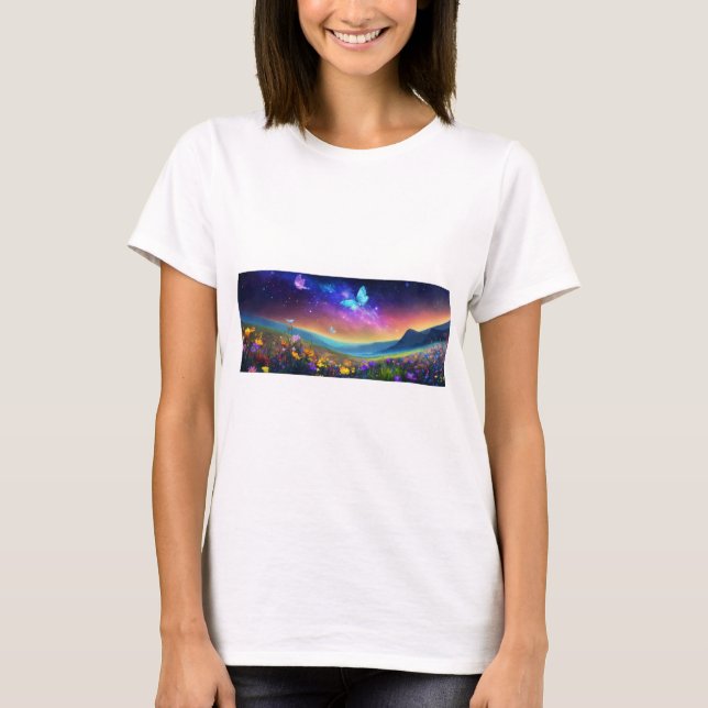 Camiseta Serene Wildflower Meadow T-Shirt Design (Frente)