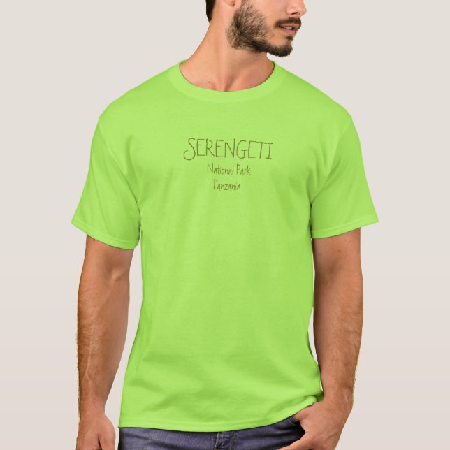 Camiseta SERENGETI, PARQUE NACIONAL - luz - pedra verde (Frente)