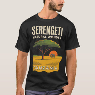 Camiseta Serengeti Tanzânia Cartaz de Viagem Vintage Retro 