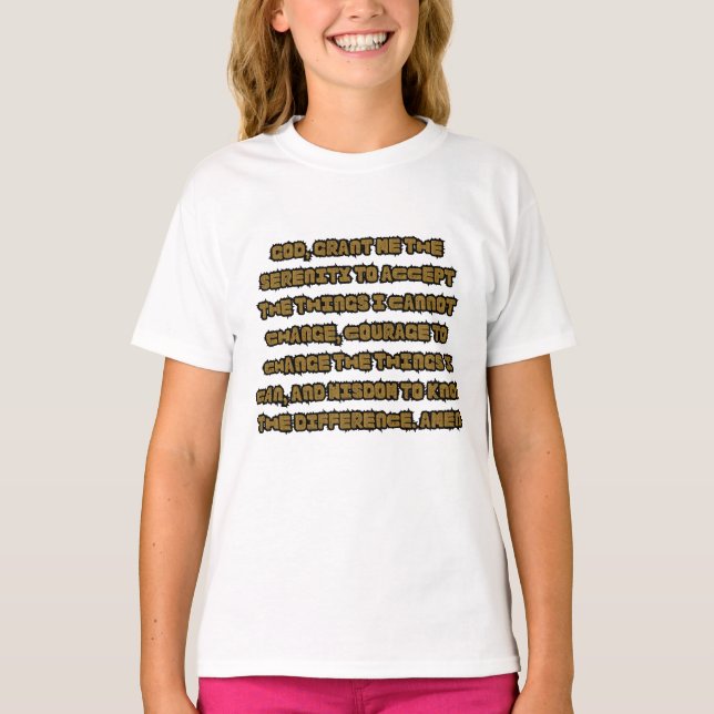Camiseta Serenidade Baseada em Fé - Garota de Coisa (Frente)