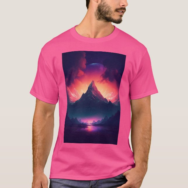 Camiseta Serenidade Da Onda Sintética Do Dreamscape Das Mon (Frente)