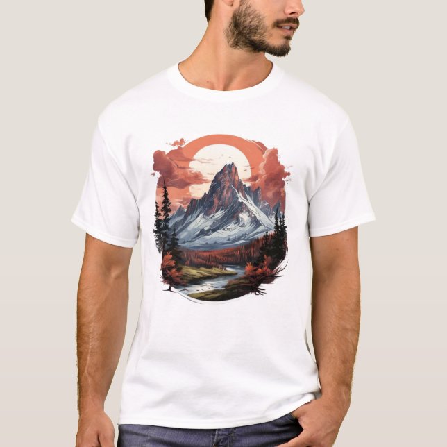 Camiseta Serenidade das Montanhas - Abrace a aventura (Frente)