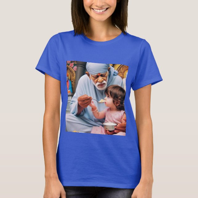 Camiseta Serenidade Divina:Camisa de Aquarela Sai Baba (Frente)