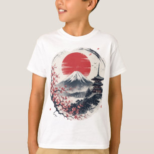 Camiseta Serenidade do Pôr do Sol no Monte Fuji – Arte Japo
