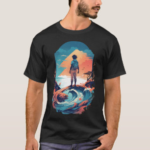 Camiseta Serenidade do Pôr do Sol: Pintura Digital de um Jo