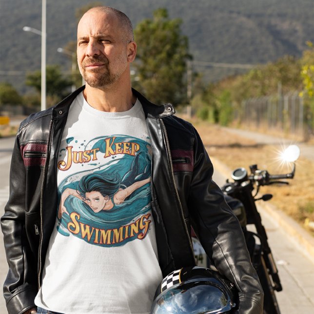 Camiseta Serenidade em Movimento: Apenas Continue Nadando (Criador carregado)