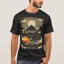 Camiseta Serenidade esculpida: Camisa-T Cênnica Negra