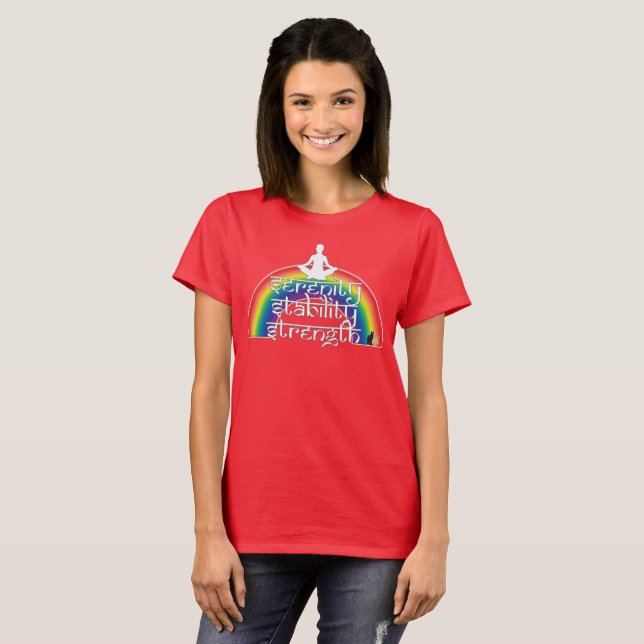 Camiseta Serenidade Estabilidade Força Arco-íris Intenções (Frente Completa)