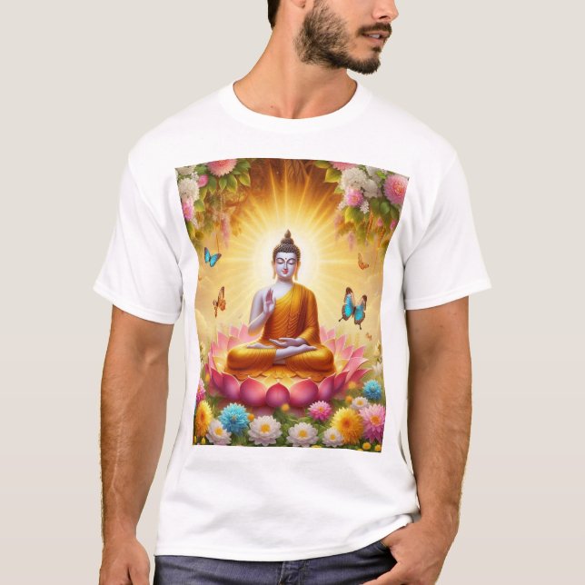Camiseta Serenidade iluminada: Wallpaper Lord Buddha (Frente)