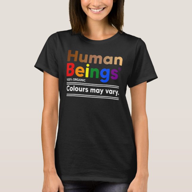Camiseta Seres Humanos 100 Cores Orgânicas Podem Variar (Frente)