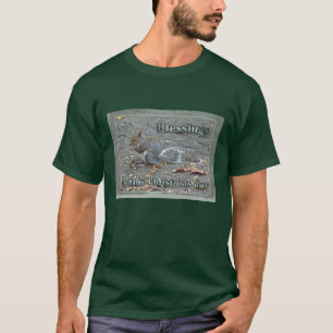 Camiseta Série de Bênçãos de Natal do Esquilo Cinzento