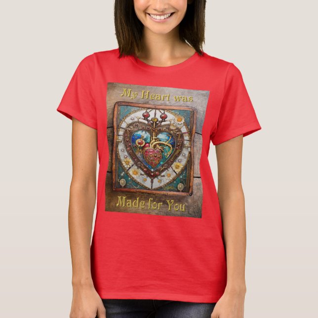 Camiseta Série Steampunk Anatômica do Coração Mecânico (Frente)
