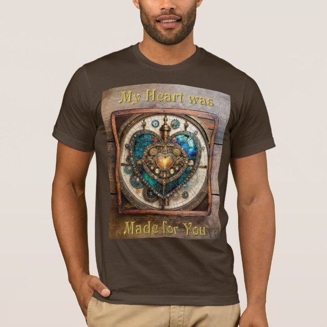 Camiseta Série Vidro Corado Coração Steampunk (Frente)