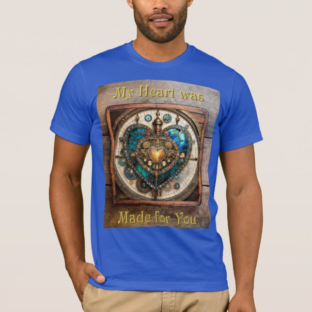 Camiseta Série Vidro Corado Coração Steampunk (Frente)