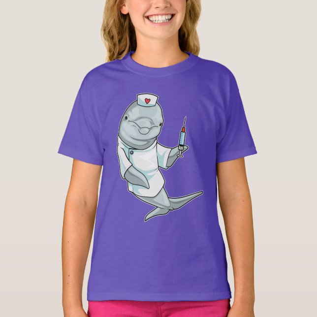 Camiseta Seringa de Enfermeiro de Golfinhos (Frente)