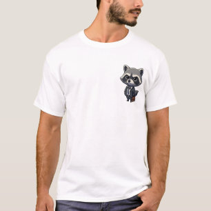 Camiseta Serio Raccoon Cartunista Empresário Vestindo Terno