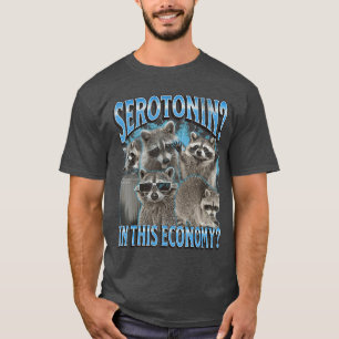Camiseta Serotonina na Economia Funny Raccoon Meme Bootleg