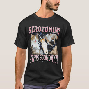 Camiseta Serotonina Nesta Economia Funny Cat Meme Bootleg G