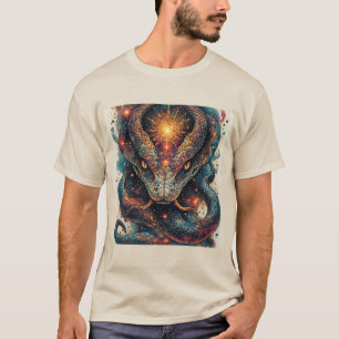 Camiseta Serpente Cósmica com Escamas Brilhantes