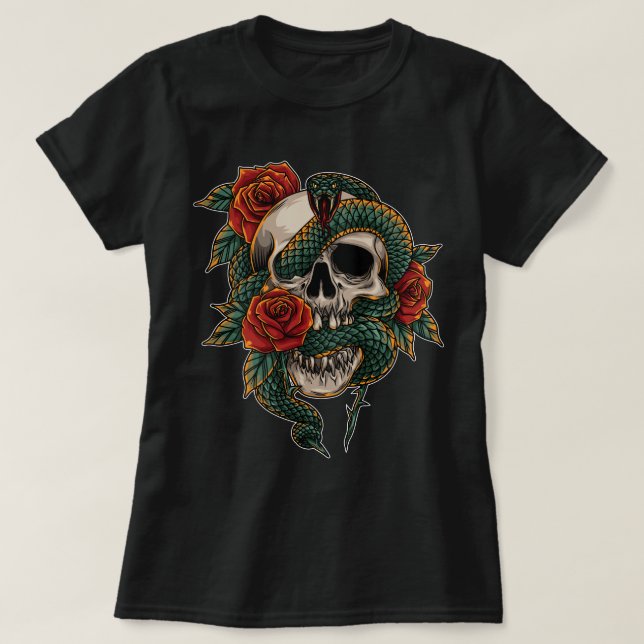 Camiseta Serpente e crânio (Frente do Design)
