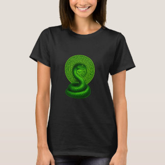 Camiseta Serpente Mística Verde Mandala Feminina Gráfica Pr